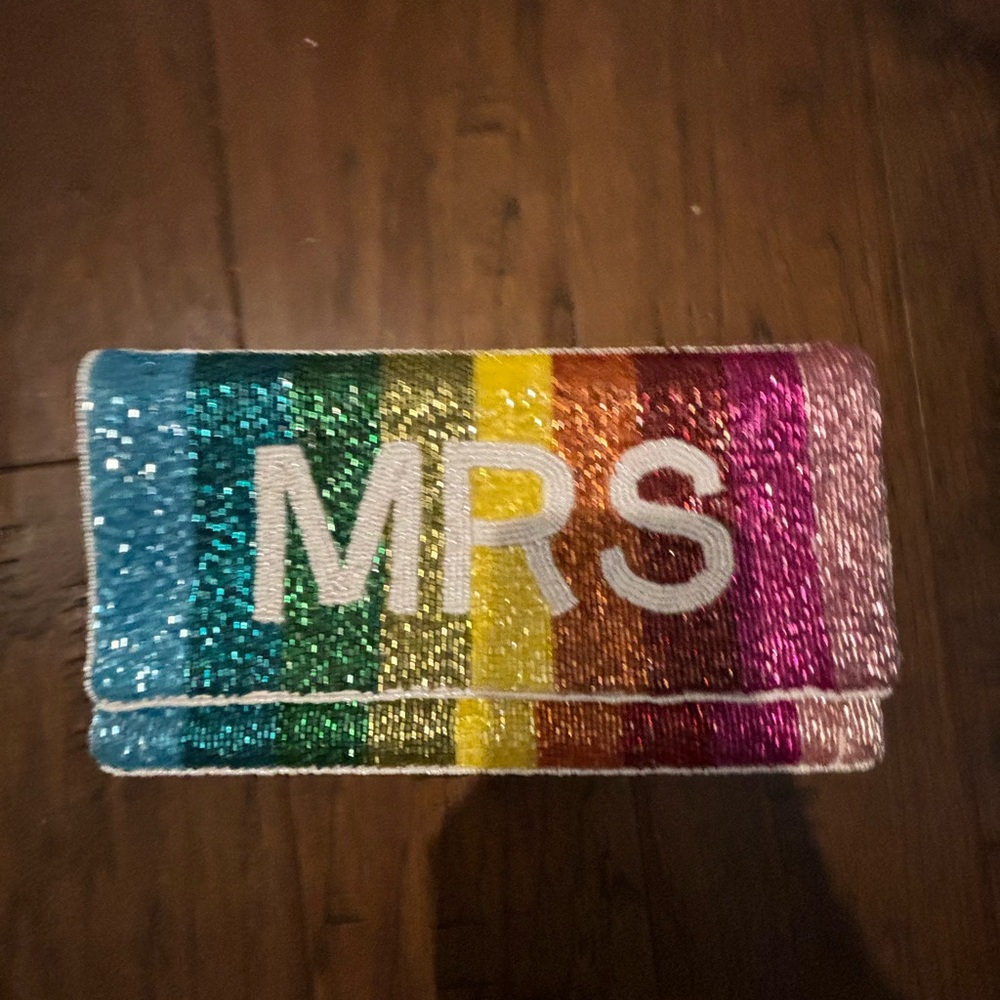 MRS. Beaded Clutch in Rainbow NWT